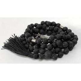 Certified Energized Mala Beads Necklace with COA - Chakra Mala - Japa Mala - 8mm 108 Buddhist Prayer Beads - Meditation Mala - Tassel Necklace – Zodiac/Sun Sign stones (Lava Stone beads)