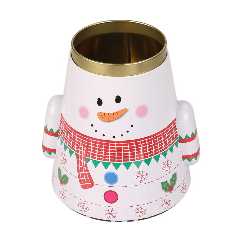 Christmas Candy Iron Box Roly Poly Design Santa Claus Snowman