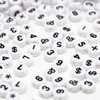 500 Pcs Acrylic Number Symbol Beads White Background Black Numbers