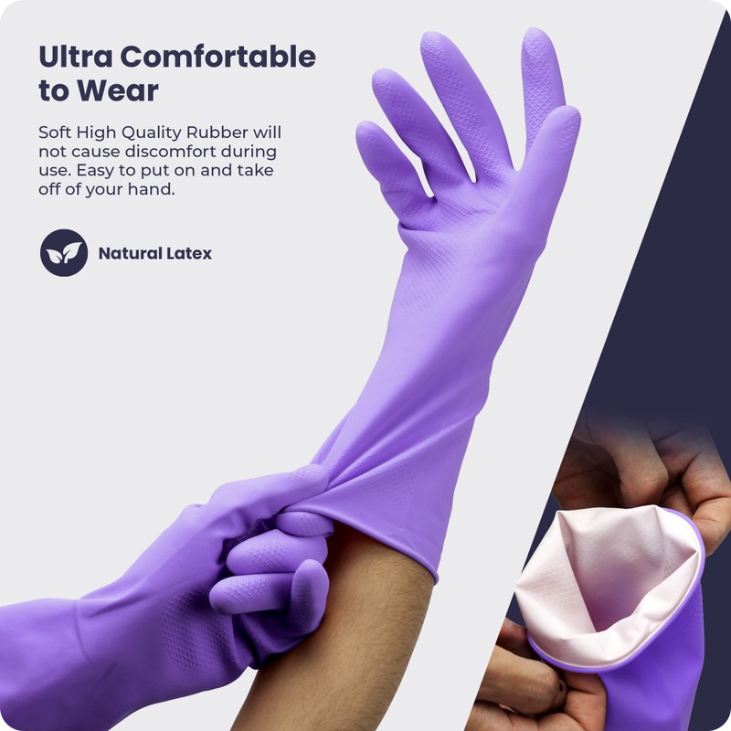FMP Brands X-Large Purple Latex Dish Gloves, 3 Pairs, 12