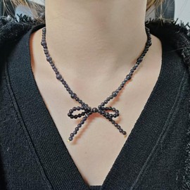 Navajo Pearl Bow Necklace for Women Cowboy Dainty Beaded Bowknot Necklace Boho Vintage Bow Choker Necklace Statement Navajo Bow Charm Necklace Western Chunky Wedding Jewelry (02)