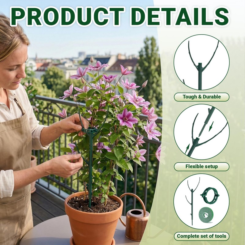 5pack Monstera Plant Support – Stackable Indoor & Outdoor Support,