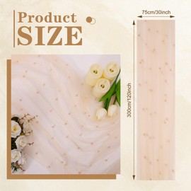 BINBE - Camino de mesa con perlas para primavera, verano, rústico, bohemio, de 10 pies, para baby shower, boda, velo, día festivo, decoración de mesa de postre, champaña