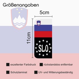 Finest Folia 2 x License Plate Stickers Perfect Fit for EU Field 11 x 5 cm Design Sticker for Number Plate Film Car Black or with Flag Car Wash Safe R167 (23 Slovenia, with Flag)