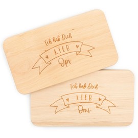 Geschenkfreude Breakfast Board Grandma and Grandpa Set 22 x 12.5 cm – Breakfast Board with Engraving for Grandma and Grandpa – Gifts for Grandparents with Engraving – Grandma and Grandpa Board – hab