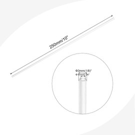 MECCANIXITY Acrylic Pipe Clear Rigid Round Plastic Tube 1mm ID 3mm(1/8 inch) OD 10" for Lamps and Lanterns, Water Cooling System