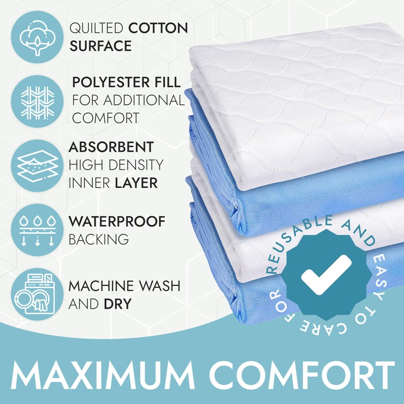 Epica Bed Pads Washable Waterproof - 34"x52" (2 Pack) Incontinence