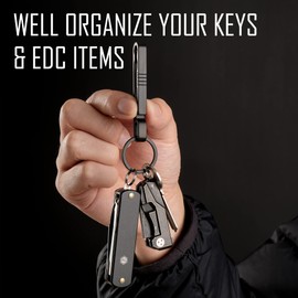 KeyUnity KM07 Titanium Keychain, Pocket Clip, 2 in 1 Key Ring Holder for Belt with Hex Bit Screwdriver, Portable Hanging Buckle for Men and Women Daily Use, PVD Black