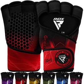 RDX Weight Lifting Gym Gloves, Open Back Anti Slip Grips Long Straps Gymnastics Gripper Glove for Strength Training Pull Ups Calisthenics Bodybuilding Powerlifting Workout Home Gym Fitness Equipment