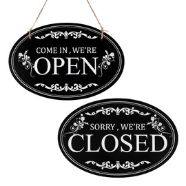 Open and Closed Business Sign, 11.8x7.9inch Double Sided Reversible Come in We're Open and Sorry We're Closed Sign Business Outdoor Sign for Hotel Restaurant Cafe Door