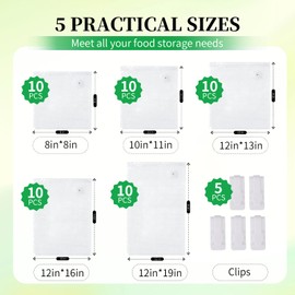 50 Pack Reusable Vacuum Sealer Bags for Food, 5 Assorted Sizes