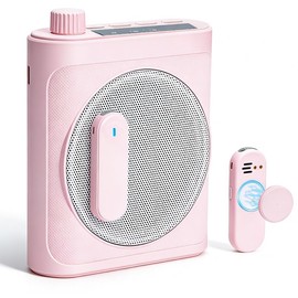 Gicorino Voice Amplifier for Teachers with 2 Magnetic Lavalier Mics, Pink