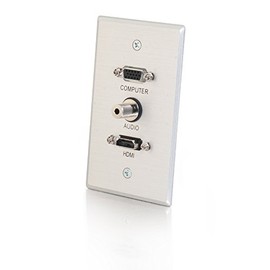 C2G 41034 HDMI, VGA and 3.5mm Audio Pass Through Single Gang Wall Plate, Brushed Aluminum