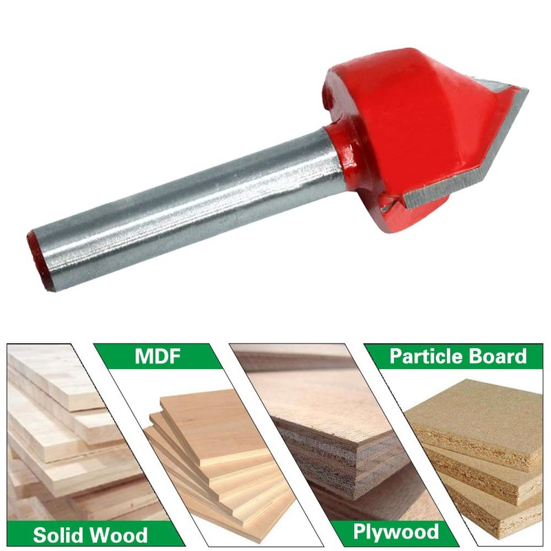Saipor 7pcs 1/4-Inch Shank 90 Degree V Groove Router Bit