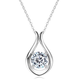 TIMEFASHION 2CT Solitaire Infinity Pendant Necklace, 925 Sterling Silver with D Color Moissanite, Adjustable 18"+2" Chain for Women, Elegant Jewelry Gift for Wife, Mom (Silver)