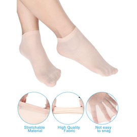 Sintege 600 Pieces Disposable Foot Socks for Trying on Boots Shoes, Ankle High Nylon Footies for Women, Disposable Non Slip Socks for Guest, Black, White, Beige