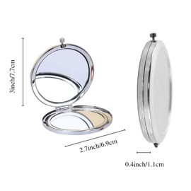 Yucenora Silver Compact Mirror for Purse, Double-Sided 1X/2X Magnifying, Portable Travel Makeup Mirror, Folding Mini Pocket Mirrors(Silver)