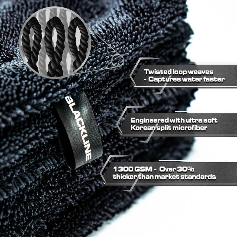 BLACKLINE® TWISTED-LOOP DRYING TOWEL - Ultra-Absorbent Car Drying Towel Made