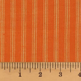 Pumpkin Spice Ticking Stripe Autumn Homespun Cotton Plaid Fabric by JCS - Sold by The Yard