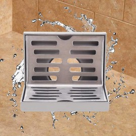 Wall Side Floor Drain, Floor Balcony Drain, Diameter 4cm / 1.57in Fine Drawing Anti Rust Stainless Steel L Corner Floors Drains, L Shaped Corner Drains for Bathroom Kitchen