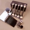 20 Brochas Maquillaje Profesional Con Estuche Alta Calidad Color Marrón