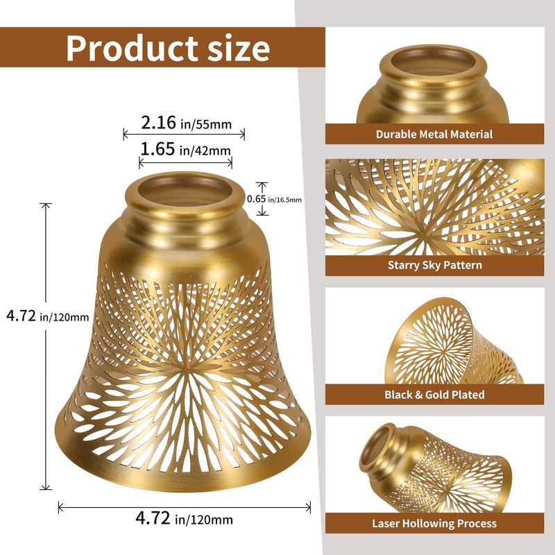 Ceiling Fan Replacement Globes, 4 Pack Chrysanthemum Pattern Fixture Replacement