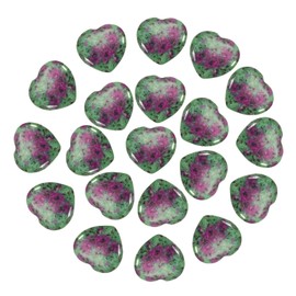 PATIKIL 20 Pcs Natural Heart Shaped Crystal Stone, 1 Inch Mini Polished Love Gemstone Crystal, Pocket Rock Engraved Worry Stones for Women Gifts Meditation, Grass Green