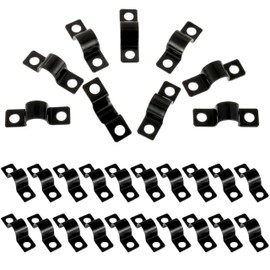CDDCWZ Pack of 50 U-Pipe Clamps 10 mm, 2 Holes U-Type Pipe Clamps, Seat Clamp, Metal Clamps for Pipe Attachment, Empty Pipe Cable Pipe, Gas Pipes Water Pipe Clamp (Black)