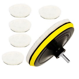 Car Polishing Pads,5Pcs 5Inch Polishing Waxing Buffing Pads Kit Drill Polishing Kit Wool Buffer Pad Car Polishing Buffing Wheel and M14 Drill Adapter