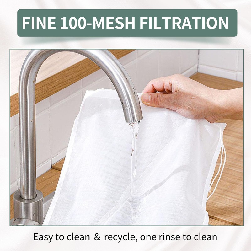 Nut Milk Bag, Straining Cloth, Reusable, Nylon Cheesecloth, Organic Washable
