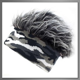 Buzz Selection CAP957 Hat, Knit Hat, Camouflage, Fur Design, Skiing, Outdoors, Men's, Women's,, green grey