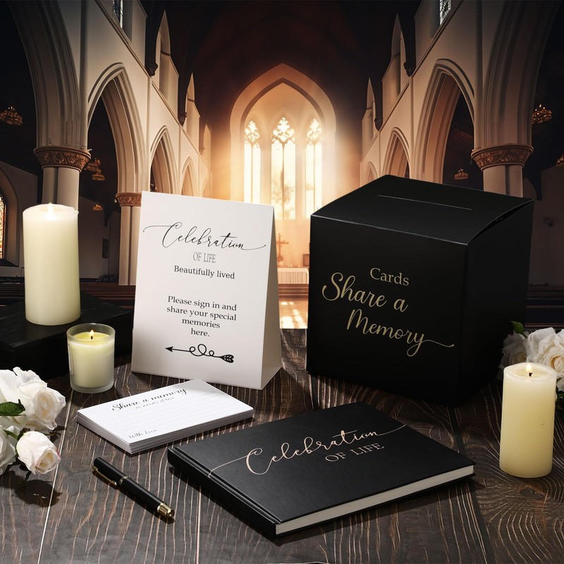 Engrowtic 64 Pcs Guest Book Set Funeral Guest Book Celebration