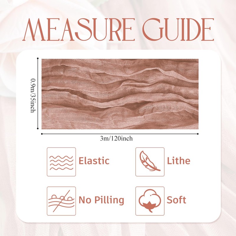 Wokceer Dusty Pink Cheesecloth Table Runner Spring 10FT Boho Gauze