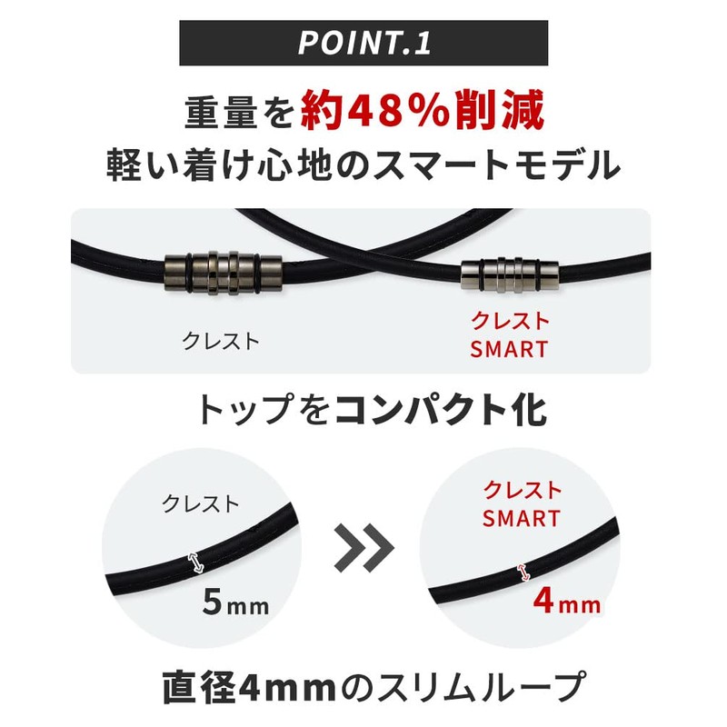 コラントッテ(Colantotte) 磁気ネックレス コラントッテ ネックレス クレスト SMART 限定 ギフト セット (プレミアムブラック,