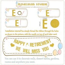 We Will Miss You Happy Retirement Banner, Retirement Party Decorations, Farewell Party Decorations, Office Work Going Away Party Decor Supplies Gold