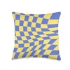 Lemon Zest Twist Retro Checkerboard Blue Yellow Checkered Throw Pillow