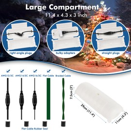 2 Pack of Outdoor IP44 Waterproof Connection Box by Restmo, Weatherproof Electrical Extension Cord Cover, Safety Seal Enclosure to Protect Holiday Lighting Decorations, Power Tools, Fountains, White