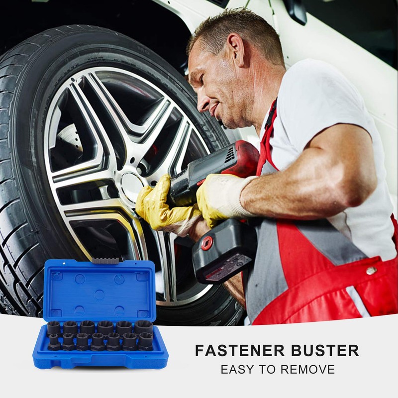 Luckyway 13-Piece Impact Bolt & Nut Remover Set, Nut Extractor