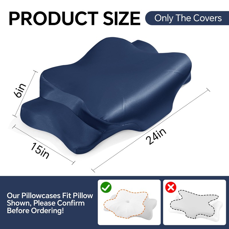 HOMBYS 2 Pack Satin Cervical Pillowcases (Only Pillowcase), Silky Butterfly-Shaped