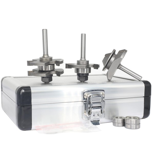 Akylin 3Pc Tongue and Groove Router Bit Set 1/4 Shank,45