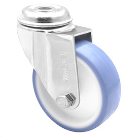 Wagner 23177501 Soft Swivel Castor with Back Hole Diameter 75 mm Height 100 mm Galvanised Steel Blue/White Load Capacity 60 kg