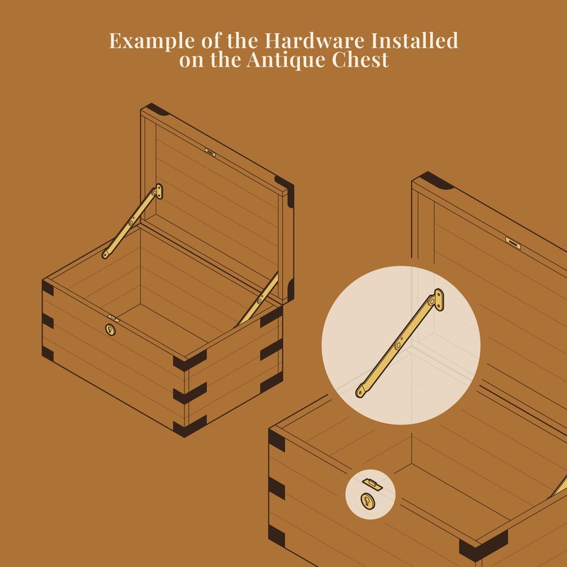 Heavy Duty Antique Brass Plated Lid Stay - One Pair