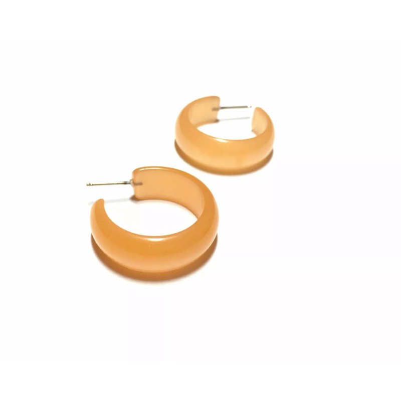Peach Melon Vintage Moonglow Lucite Bold Haskell Hoop Earrings