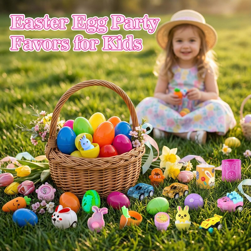 300pcs Bulk Prefilled Easter Eggs with Toys, Filled Easter Eggs