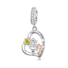 PROESS 925 Sterling Silver Mother Daughter Charm fit Charms Bracelet Charms for Bracelets Jewerly Making Birthday Valentines Day Gifts for Her