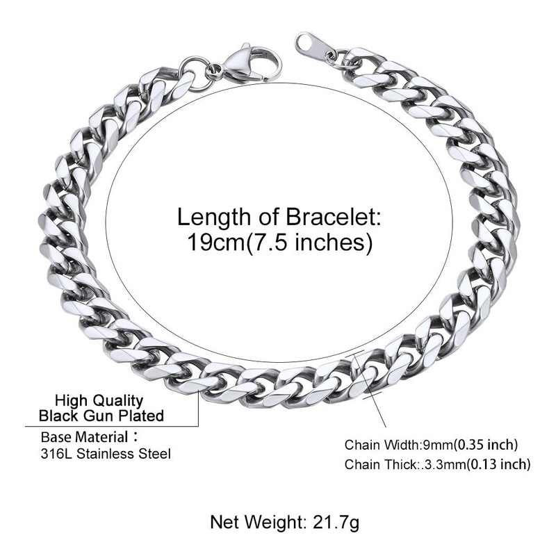 Cuban Link for Men Bracelet Silver Chain Bracelet