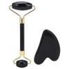 3pcs Obsidian Facial Roller Gua Sha Board Therapy Blindfold Beauty