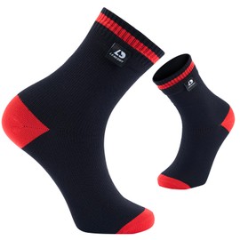 LEAKDRY Waterproof Socks,Breathable,Lightweight,Ankle Socks,Hiking,Running,Fishing,Unisex (US, Alpha, Medium, Regular, Regular, Black Red)