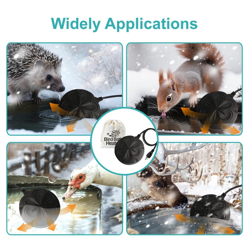 Poffattr 110W Bird Bath Heater for Outdoors in Winter, Submergible