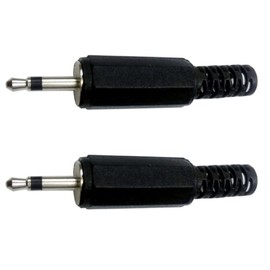 CESS 2.5mm TS Male Plug Jack Black Audio Cable Connectors (2 Pack)